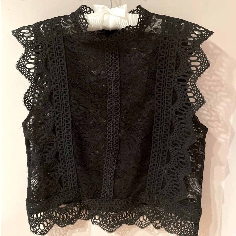 Black Lace top with zip-back closure, sz M